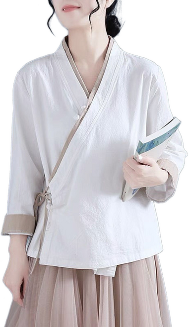셀럽당 르네상스 생활한복 스냅 블라우스 여춘추 면마 상의 빈티지 티슈