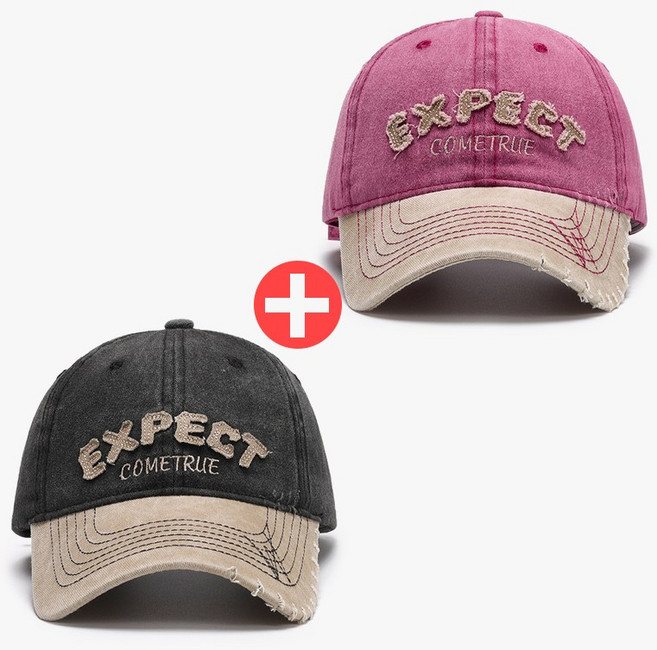 HT2452 1+1 빈티지 배색 자수 레터링 스포츠 캐주얼 데님 청 야구 모자 볼캡