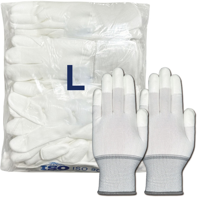 장갑천국 PU 탑 손끝 코팅장갑 탑피트 L사이즈, 30개, 백색