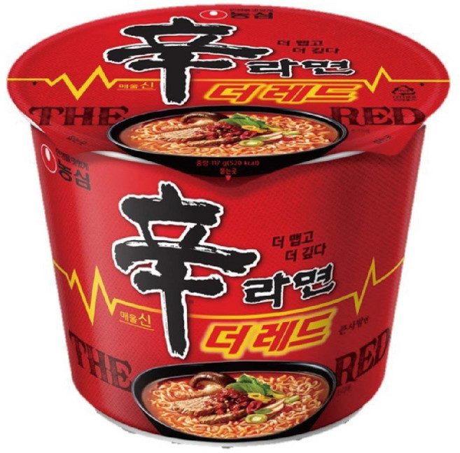 신라면 더레드 큰사발면 117g, 32개