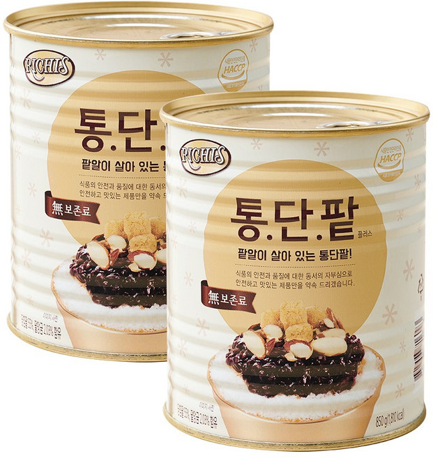 리치스 통단팥 플러스, 850g, 2개