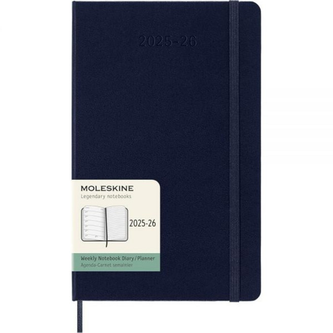 Moleskine 클래식 18개월 2025-2026 주간 플래너 하드 커버 라지(12.7cm x 21cm(5인치 8.25인치) 사파이어 블루 208페이지, Moleskine 클래식 18개월 2025-2026 주