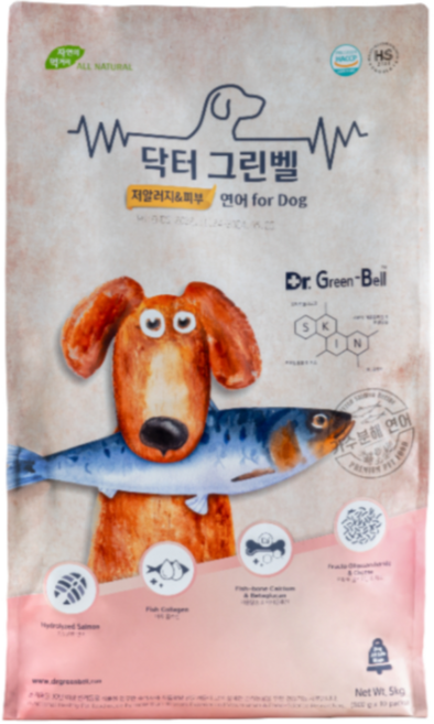 닥터그린벨 가수분해 연어 강아지사료 저알러지 피부, 5kg, 1개, 가수분해연어