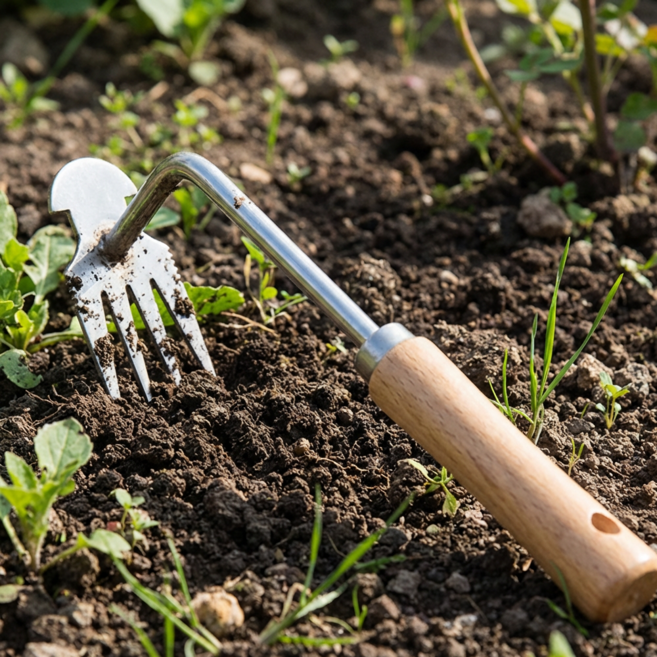잔디호미 잡초 제초도구 괭이 텃밭 농기구 풀뽑는 호미, 1개
