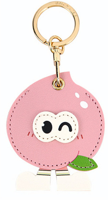 리바앤코 애플 에어태그1/2 키링 열쇠고리 가죽 케이스, 1개, 복숭아