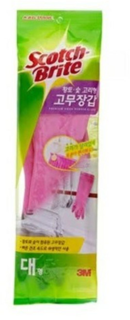 스카치브라이트 황토 숯 고리형 고무장갑, 대(L), 10개