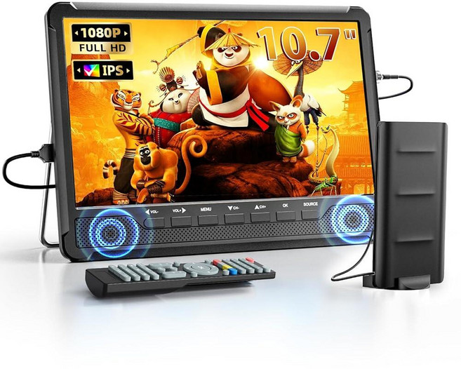NORTHING 10.7인치 IPS 평면 스크린 TV 안테나 ATSC 튜너가 있는 휴대용 미니 HDMI AV USB 입력 리모컨 스탠드 캠핑 자동차 여행용 소형 TV, NORTHING 10.7인치 IPS 평면 스크린 TV,
