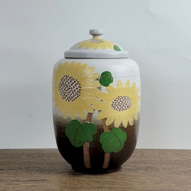 투톤분청 해바라기 10kg 쌀독 현관 소금 항아리 ini*14460nB, 본상품선택, 1개