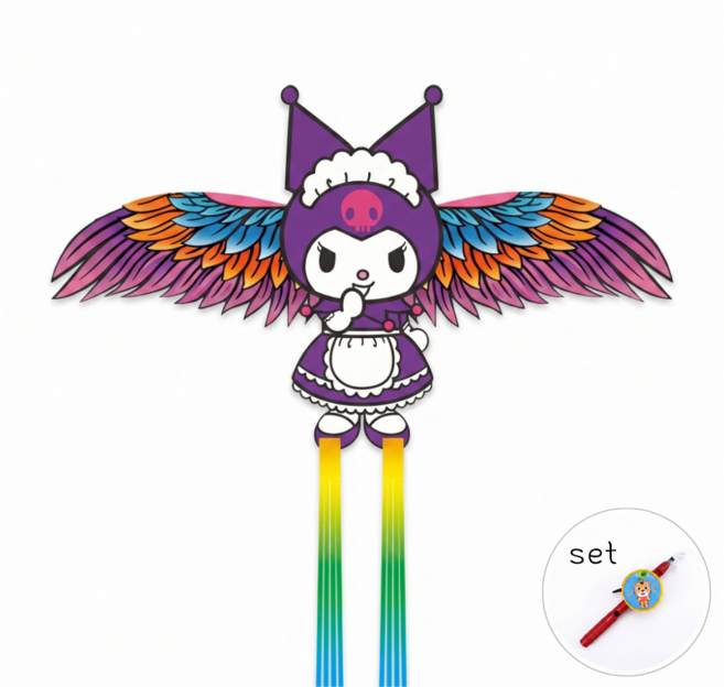 모아컴퍼니 연날리기 연 낚시대 긴꼬리 세트 쿠로미, 1세트