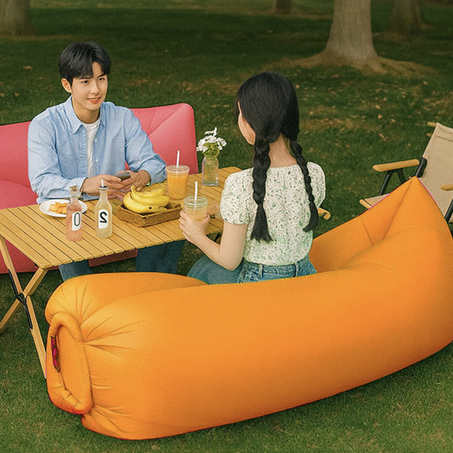 에어소파 공기 주입 캠핑 피크닉 휴대용 간편설치 어디든 편하게 꿀잠 175cm, 블랙