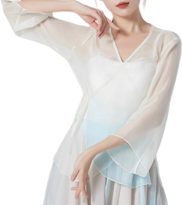 여자 고전 무용복 한국무용의상 상의 거즈 숄 가디건 공연복