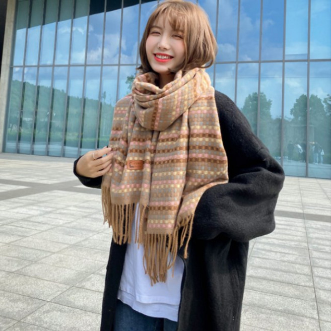 제이로그 겨울 목도리 머플러 니트 체크 롱