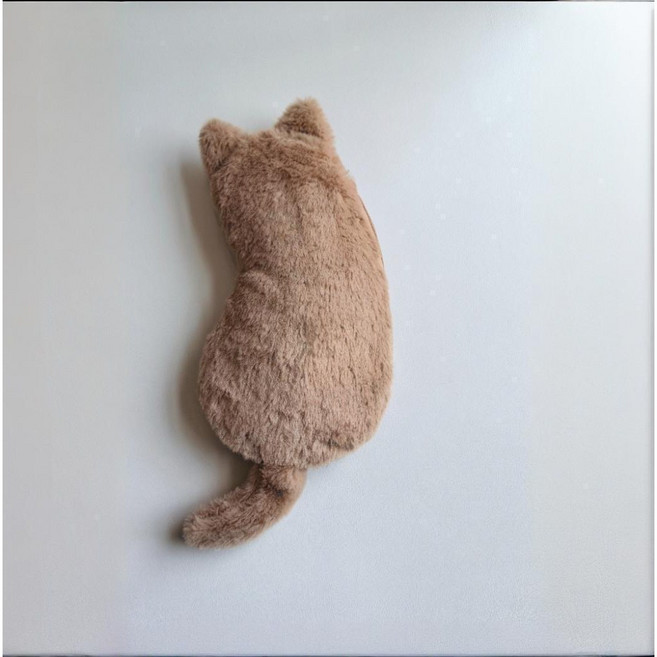 부드러운 귀여운 털 고양이 연필 케이스 파우치, 1개, 브라운