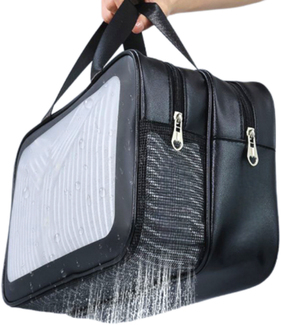 빅톰 대형 이중분리 메쉬 방수 가방 수영 헬스 목욕 여행 워시백, 블랙