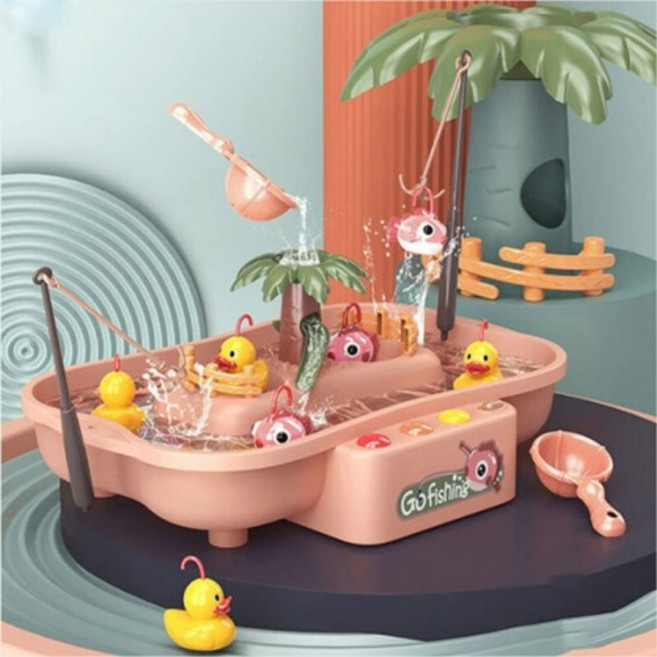 리얼 낚시 놀이 장난감 낚시대 물고기 잡기 게임, 민트, 1개