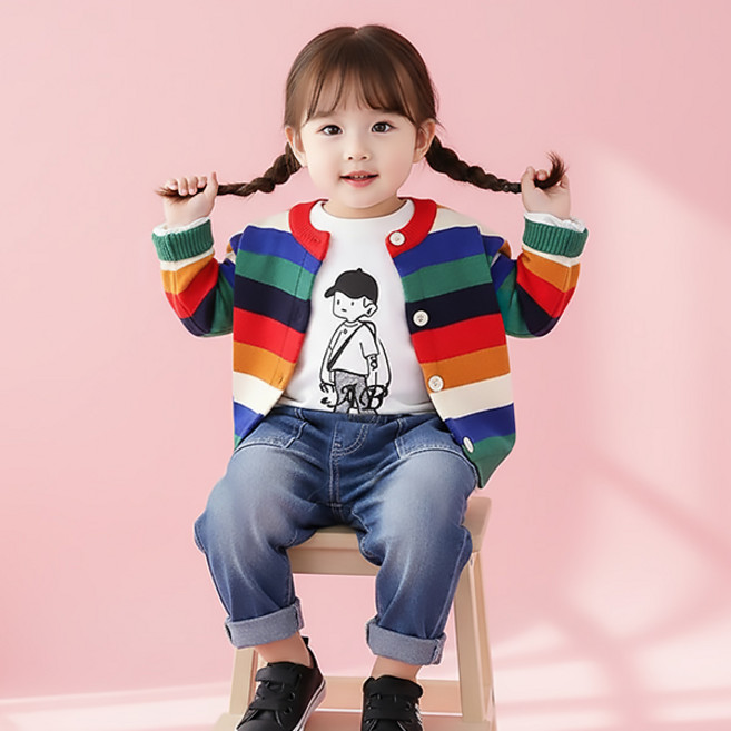 몽실이 컬러가디건 상하복 3pcs