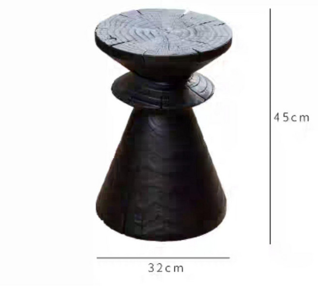 원목 스툴 의자 아카시아 인테리어 친절한마이쮸 스톨, 1개, 스타일 K 카보나이즈드 블랙 지름 31 45