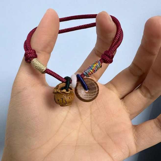 11년 복숭아 나무 복숭아 바구니 평안 버클 팔찌 본명년 빨간 끈 성인 커플 평안 보장