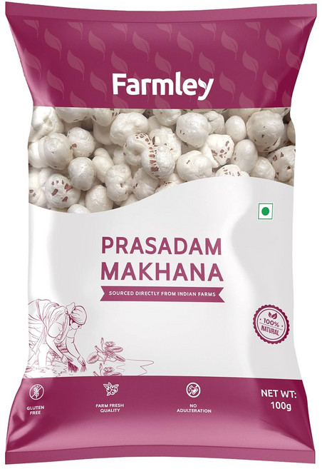 인도 Farmley Prasadam Makhana Fox Nuts 폭스너트 100g 빅사이즈 풀 마카나 인도 스낵, 1개