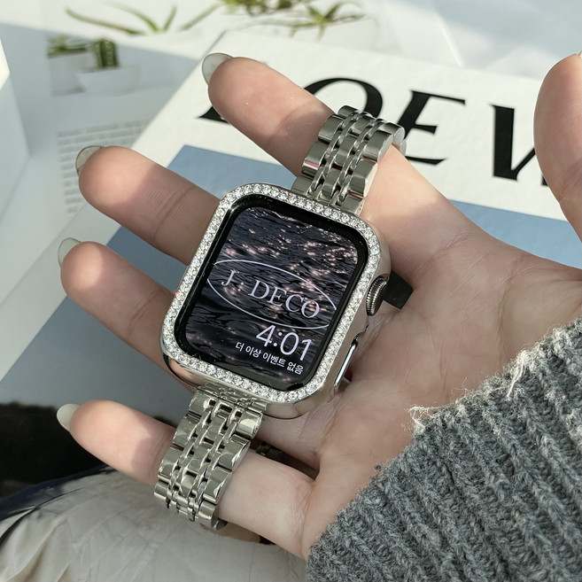 JD 애플워치 호환 프리미엄 라인 슬림 메탈 스트랩, 더블 라인 메탈, 1개