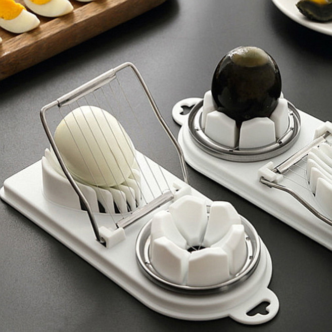 라이크홈즈 2in1 계란 슬라이서 에그 분할 다용도 커팅기, 화이트, 1개