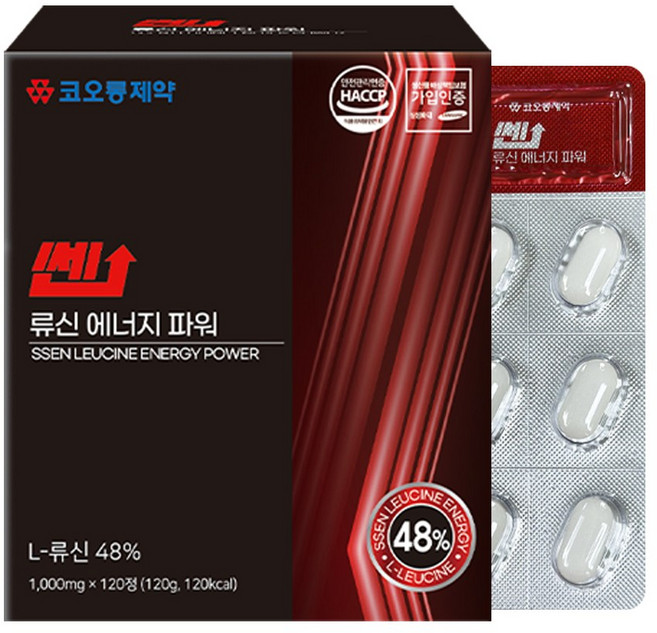 코오롱제약 쎈 류신 에너지 파워 L-류신 고함량48%/근육단백질, 1개, 120정