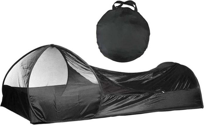 GHSHOP 팝업 비비 텐트 개인용 텐트 (수납 가방 포함) 컴팩트하고 방풍 기능이 있는 접이식 폴리에스터 천 소재, 210cmx105cmx70cm, 폴리 에스테르 천, 검은색