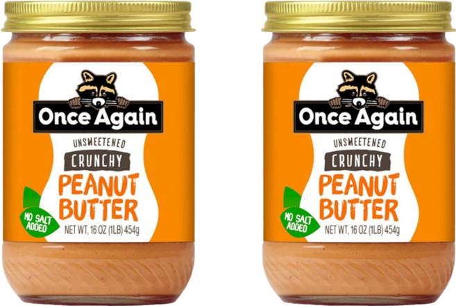 원스어게인 미국 100% 무첨가 크런치 땅콩버터 잼(소비기한: 2026년 4월 26일), 2개, 454g