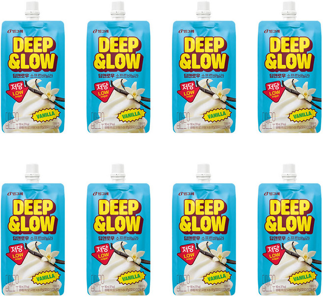 빙그레 딥앤로우 소프트 바닐라 저당 로우슈거 우유 밀크 아이스크림, 24개, 160L
