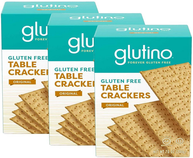 Glutino 글루텐 프리 테이블 크래커 198.4g(7온스) (3팩), 단일, 200g