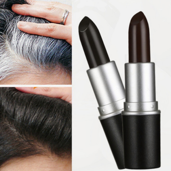헤어라인 커버 막대형 새치염색 부분 염색 도구 자연스러운 모발 색상 보정기, 1개, 블랙
