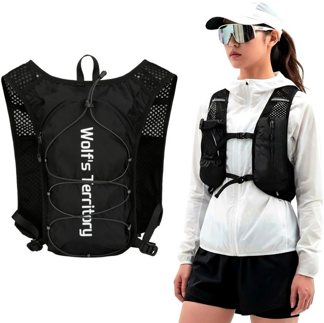 스포랩 초경량 트레일 러닝 조끼 베스트 마라톤 등산 가방, 블랙
