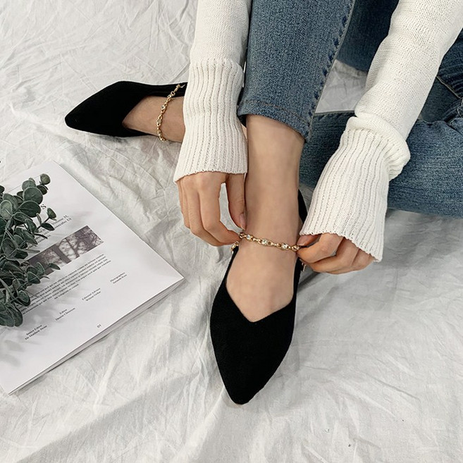 2.5cm 비즈체인 플랫로퍼