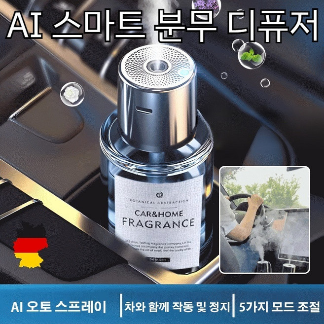 1/1+1 차량용 스마트 디퓨저 스마트 차량용 향료기 자동분무식가습기향취기 장식향수, 구룽9644A, 1개입