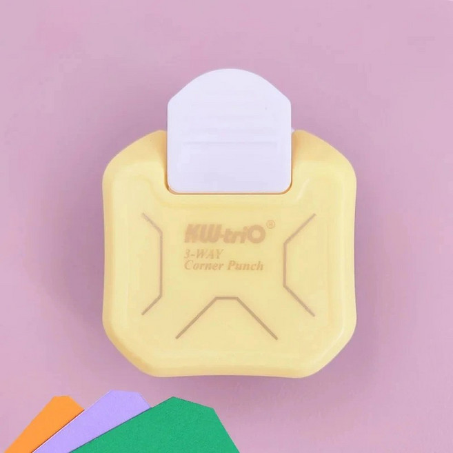 3-in-1 코너 라운더 펀치 미니 커터 R4/R7/R10mm 원형 트리머 스크랩북킹 DIY 사무용품, 05 Yellow, Yellow