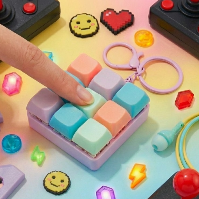 팍클리 파스텔 구구단 키보드 키캡 키링 9구, 마카롱 믹스, 1개
