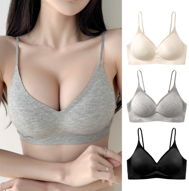 슬로우달링 옆볼륨 살려주는 물방울 소프트 골지 노와이어 브라 심리스 여성 속옷