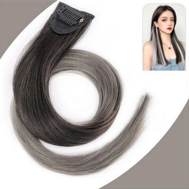1+1 시크릿 투톤 헤어 브릿지 붙임 머리 피스 발레아쥬 부분 가발, 2개, 투톤애쉬그레이