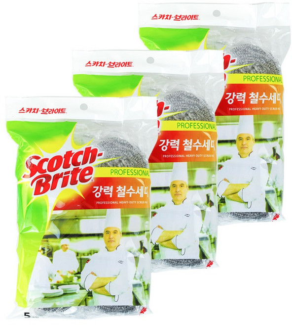 3M 스카치브라이트 강력 철수세미 45g, 5개입, 3개