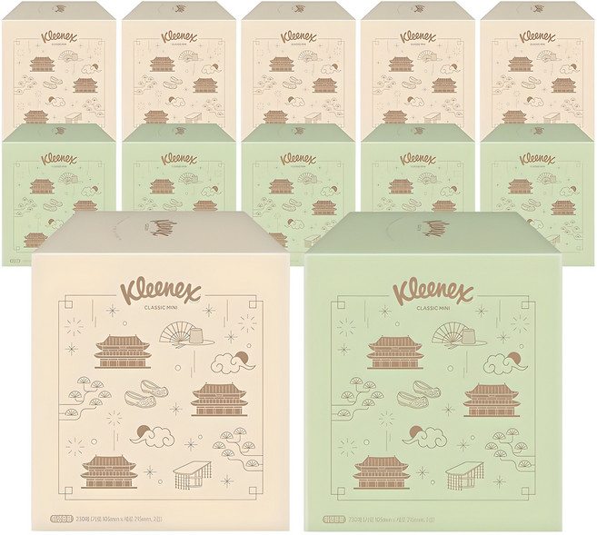 크리넥스 클래식 천연펄프 미니 각티슈 2겹, 230매, 12개