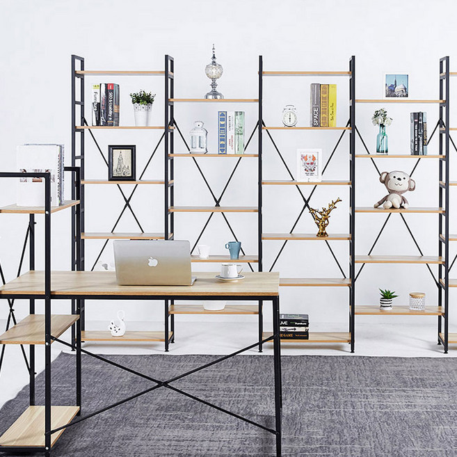 수납책장 선반 연결형 원목 철재 서재 거실 만화방책장 북선반 와이드 카페 아이방 사다리책장, 책장선반C형(연결형)