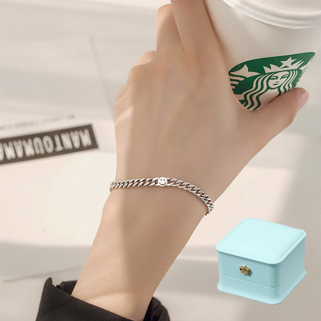 르떼르넬 JSWB046 Silver 스마일 체인 빈티지 여자 실버 팔찌 은팔찌