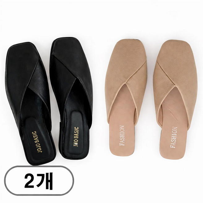 차쿠 여성 스퀘어 뮬 블로퍼 슬리퍼 1+1