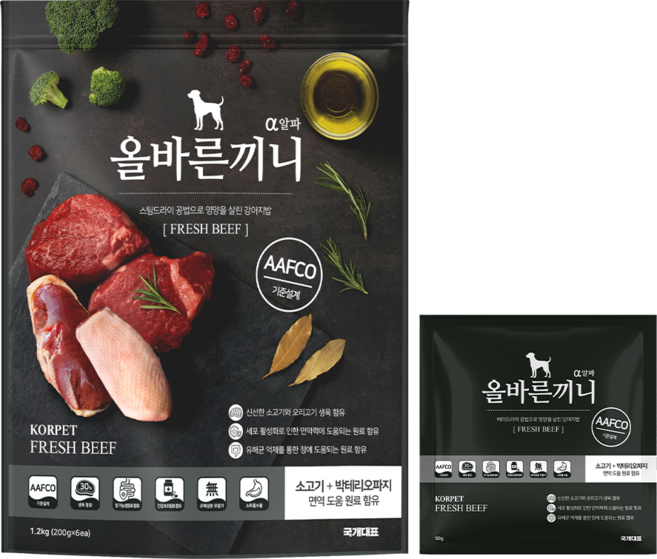 올바른끼니 알파 강아지 사료 소프트 스팀 사료 (안먹으면 100% 환불 보장), 소화기능/췌장개선, 1.2kg, 1개