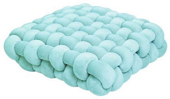 꽈배기 방석 자이언트얀 쿠션 북유럽 매듭쿠션 소파 등받이 사각 데코, 30x33x12cm, 라이트블루