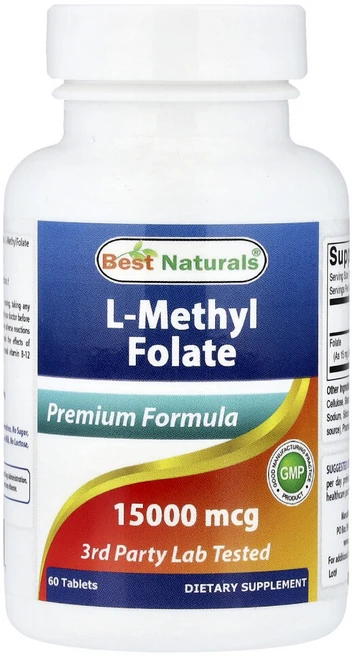 베스트네츄럴스 프리미엄 포뮬러 L-메틸폴레이트 15000mcg 타블렛, 1개, 60정 - 쿠팡