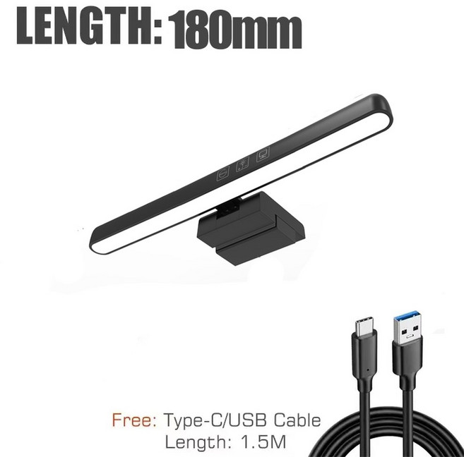 학습/ /작업을위한 LED 컴퓨터 모니터 라이트 바 조명 디스플레이 화면 램프 눈 보호, 1개