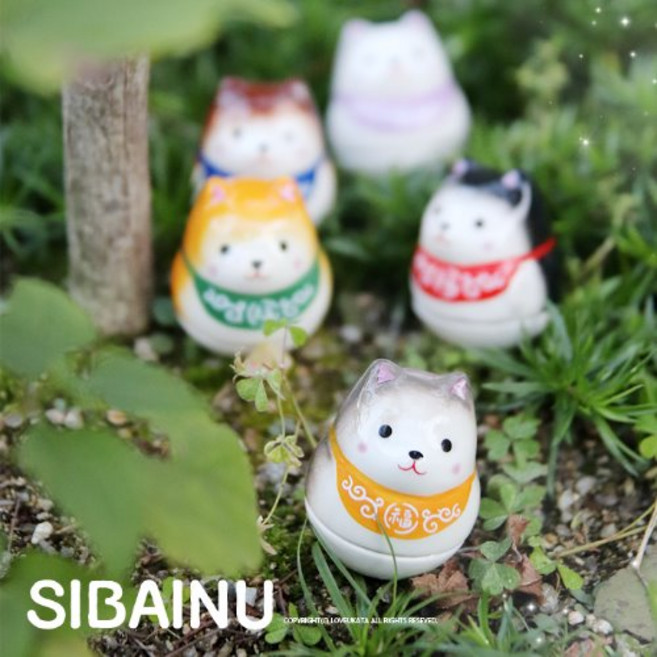 일본 마네키네코 시바견 오뚝이 5종세트 일본 시바 오뚜기 일본 소품 잡화, 1개