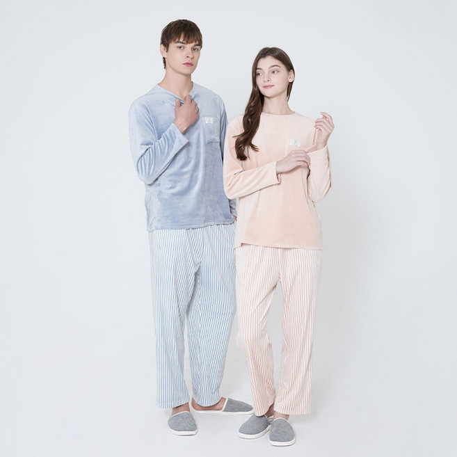 [애니바디NC청주]남녀공용 밍크스판 수면잠옷바지 겨울 마지막 세일-스트라이프 ANLB24N62 NC청주점