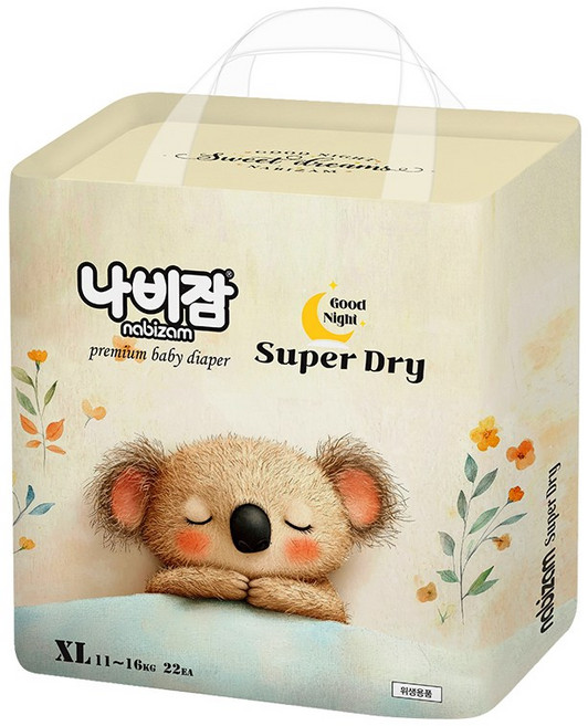 나비잠 기저귀 슈퍼드라이 오버나이트 팬티 1팩, 22매, 특대형(XL)